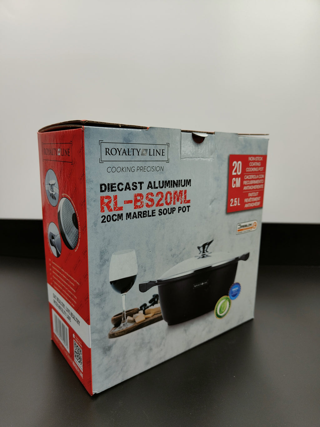 Oală marmorată 20 cm cu capac, 2.5L – RL BS20M