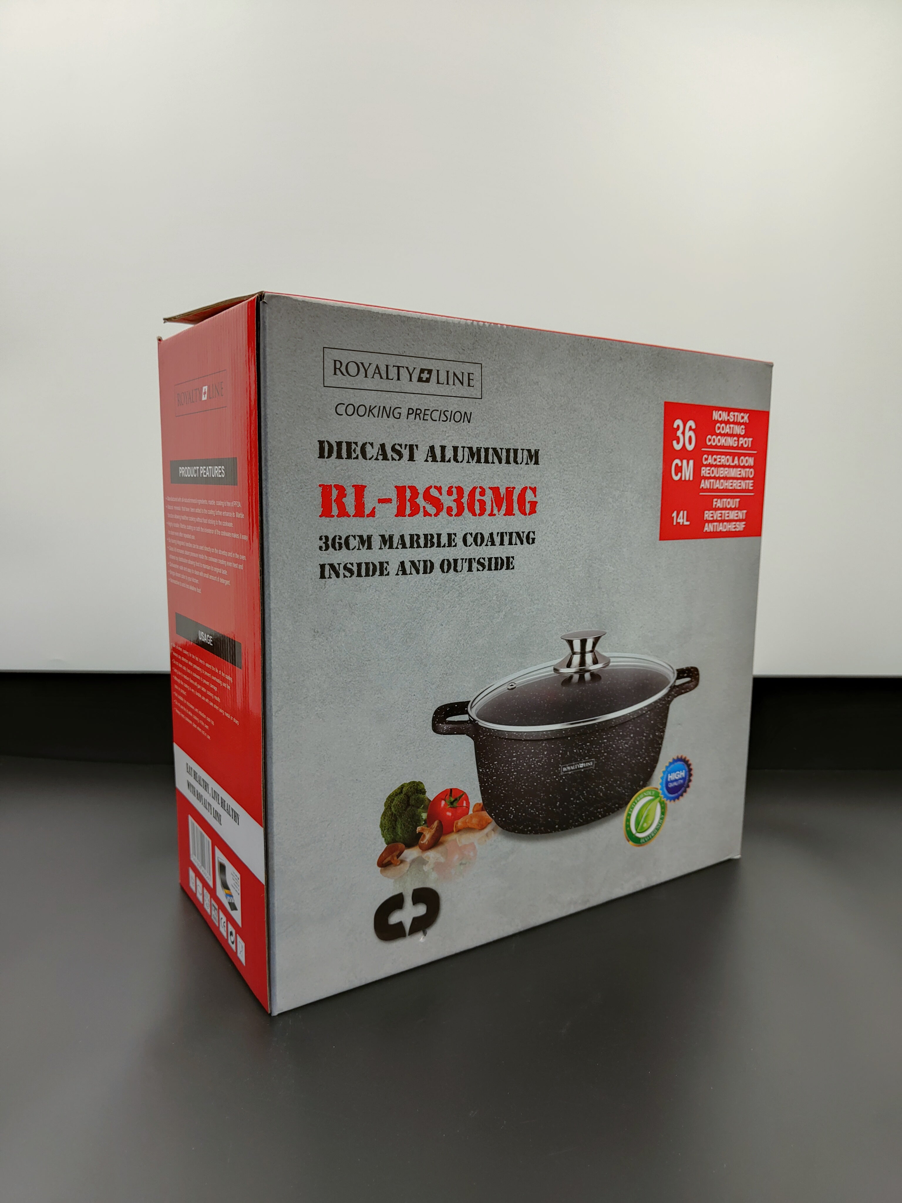 Oală marmorată 36 cm cu capac, 14 L – RL BS20M