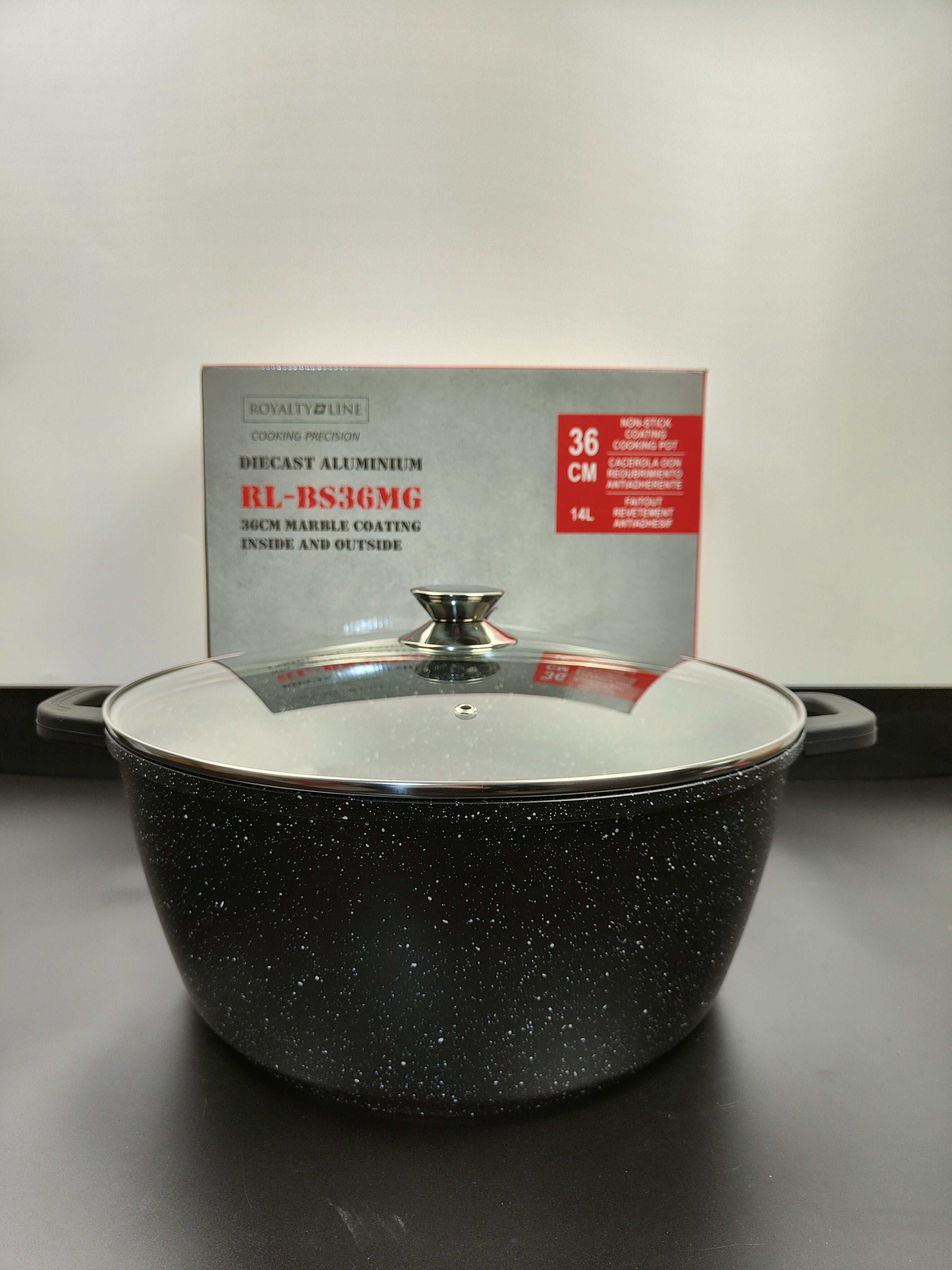 Oală marmorată 36 cm cu capac, 14 L – RL BS20M