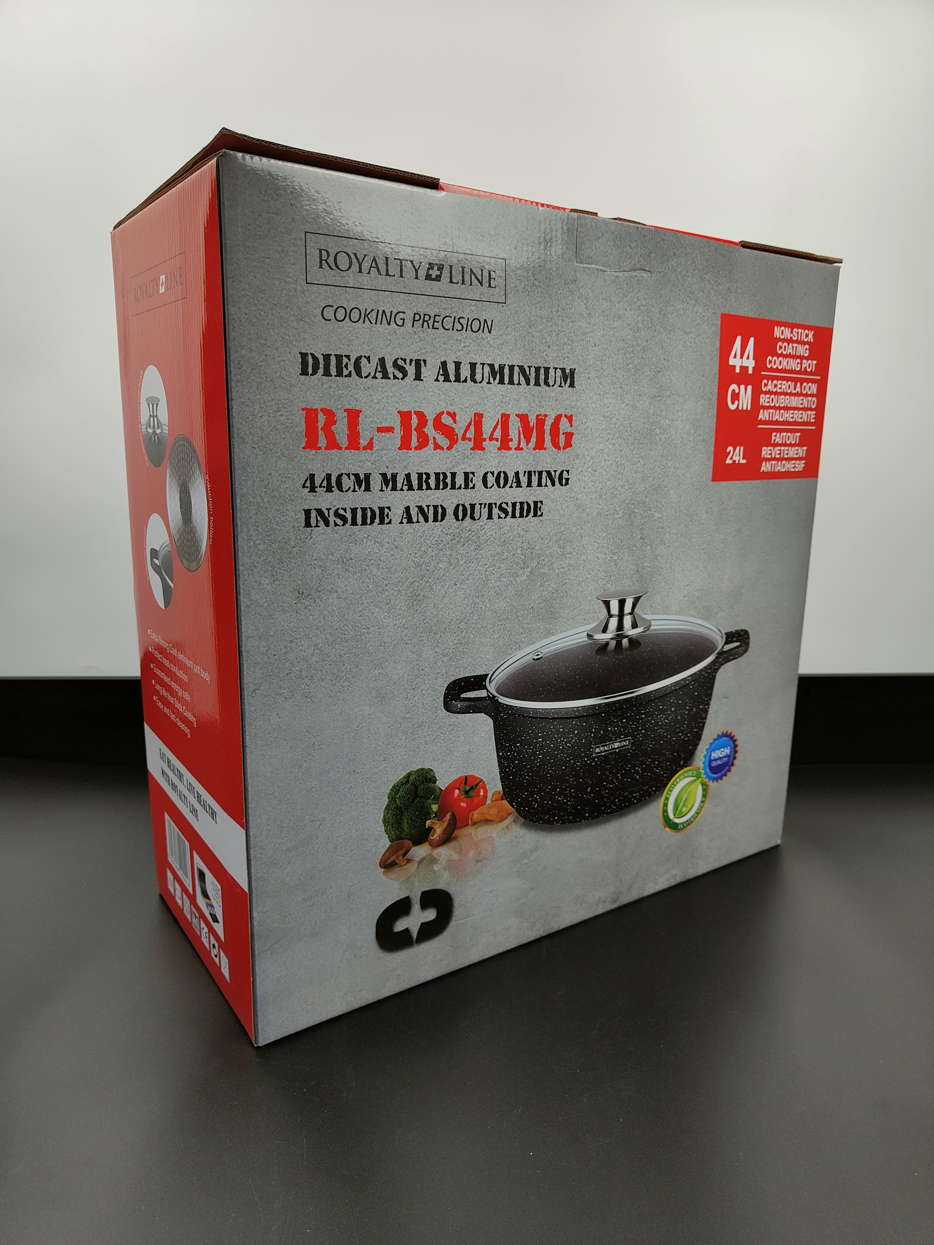 Oală marmorată 44 cm cu capac, 24 L – RL BS44M