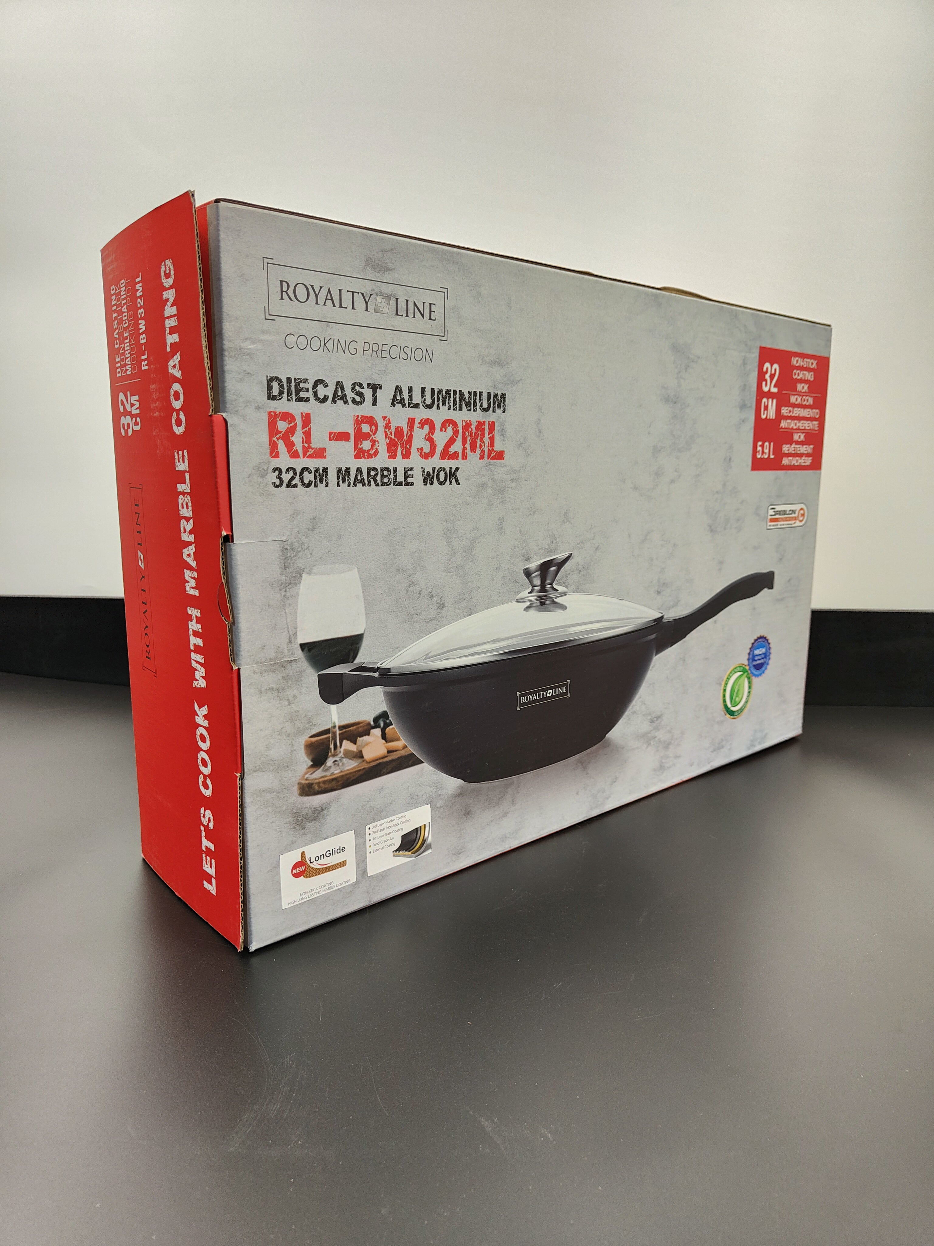 Tigaie Wok cu capac, marmorată 32 cm RL BW32-ML