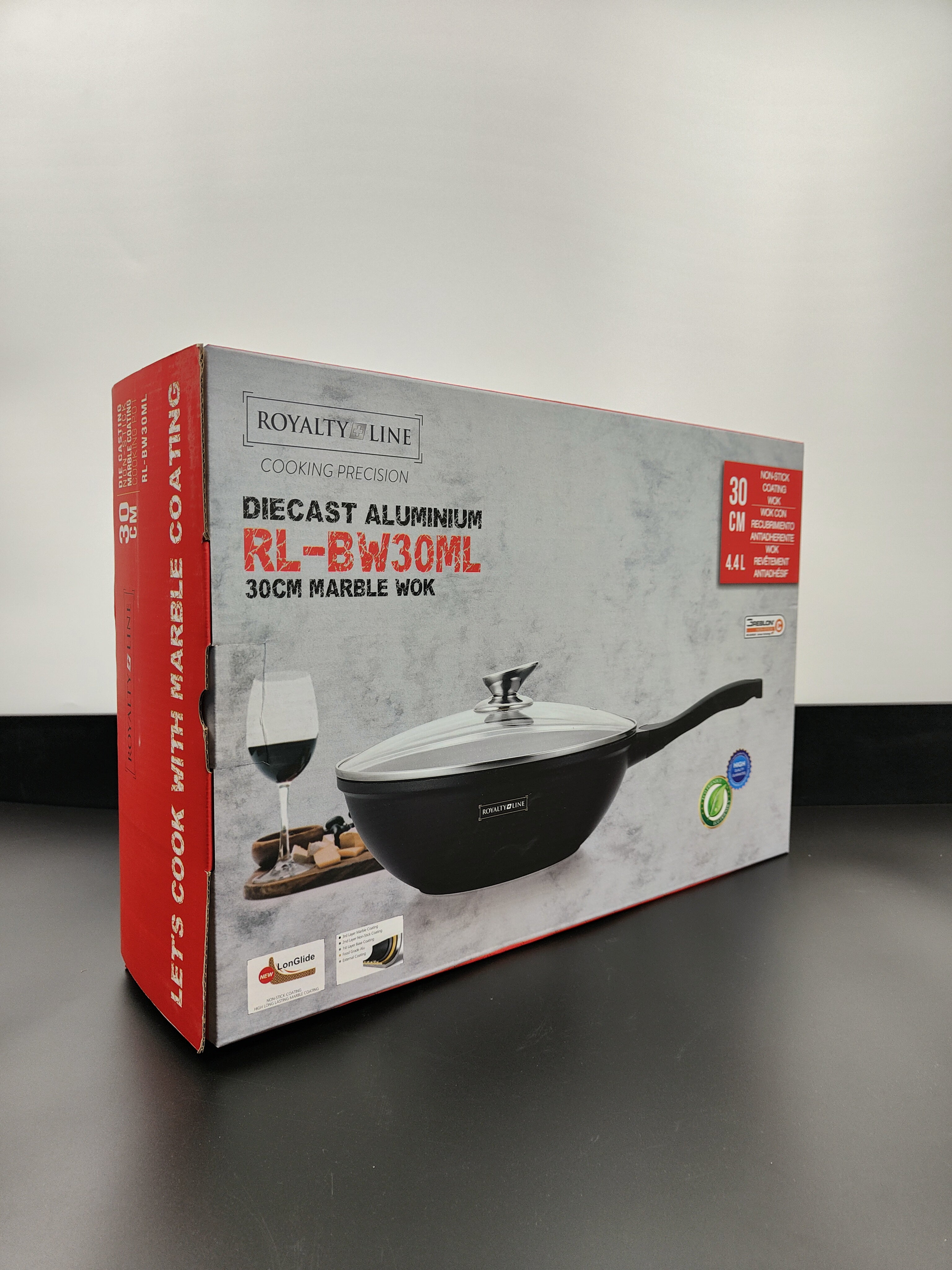 Tigaie Wok cu capac, marmorată 30 cm RL BW30-ML