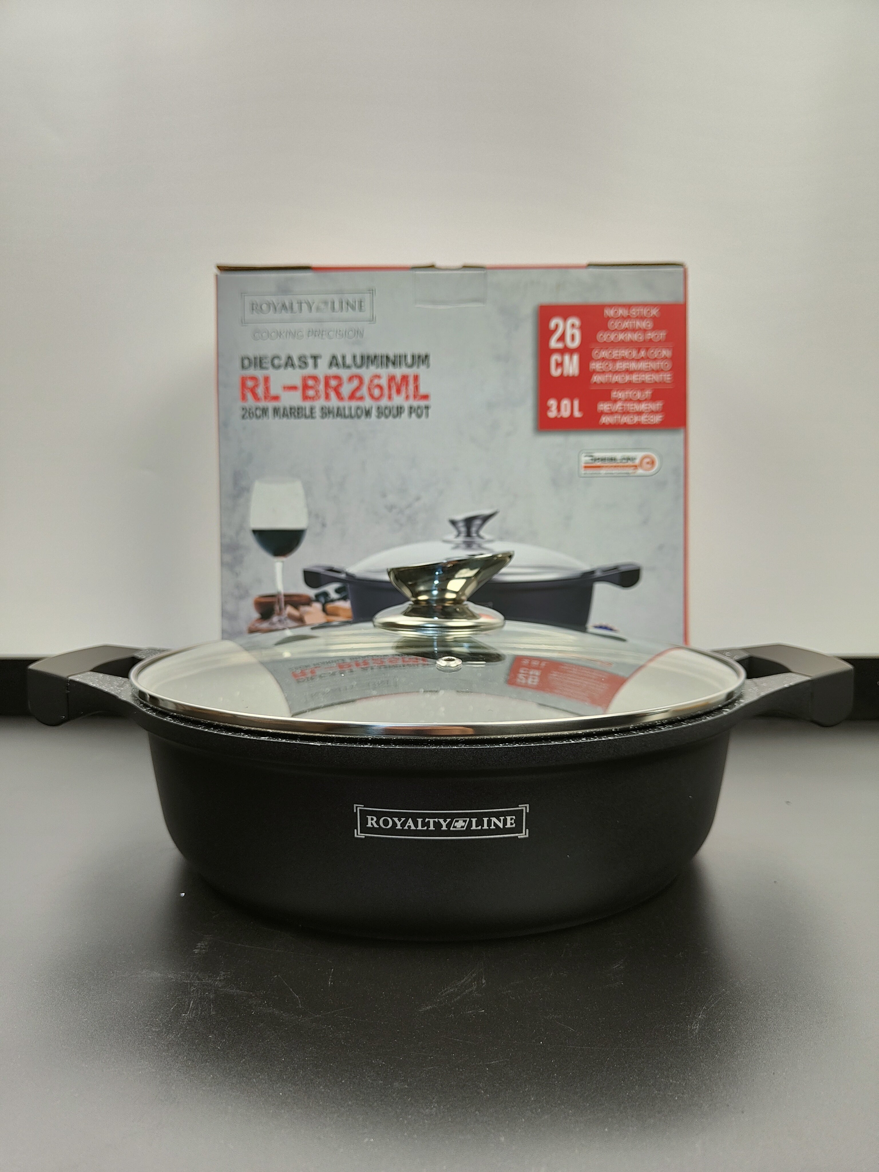 Cratiță marmorată joasă cu capac 26 cm RL-BR26ML Royalty Line