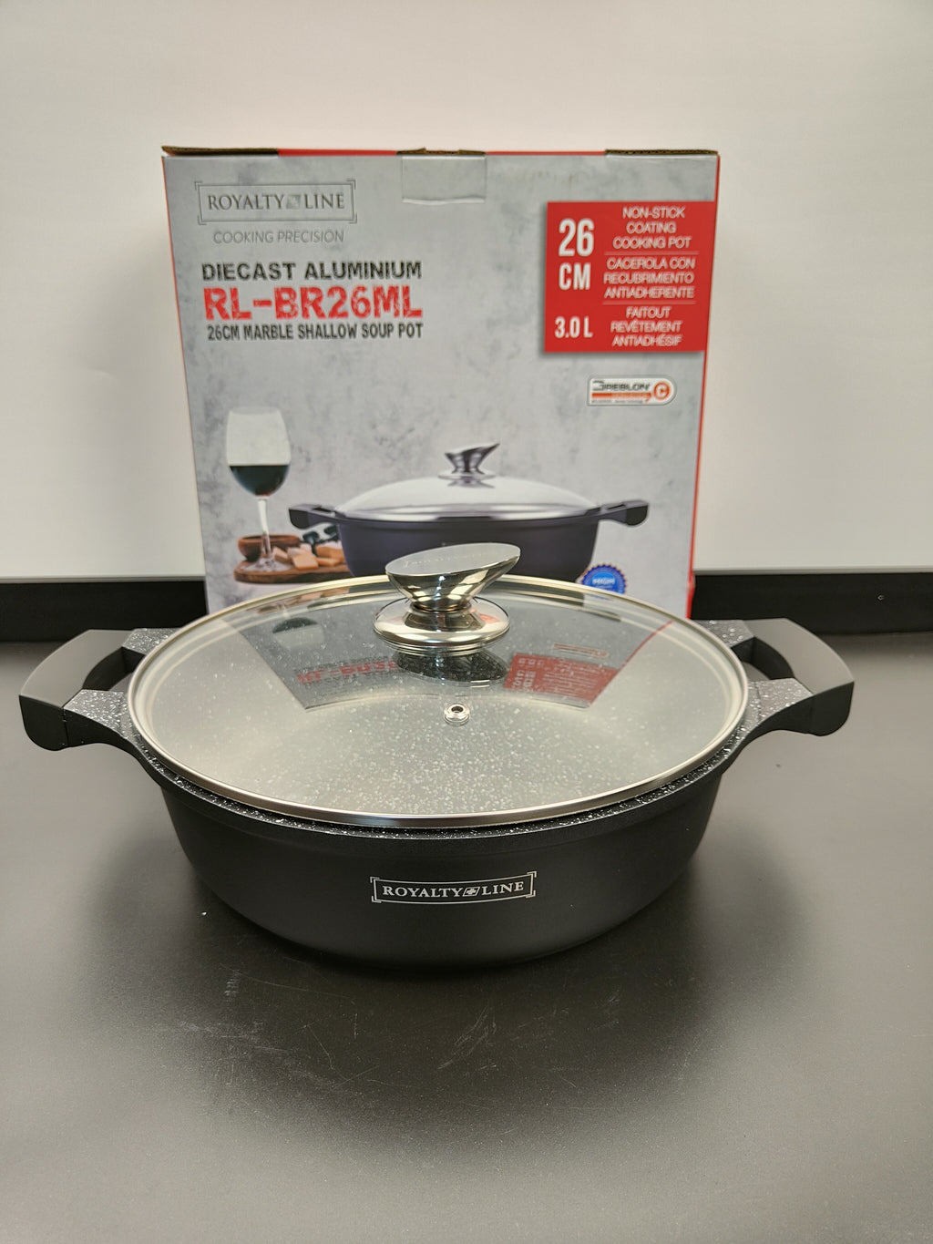 Cratiță marmorată joasă cu capac 26 cm RL-BR26ML Royalty Line