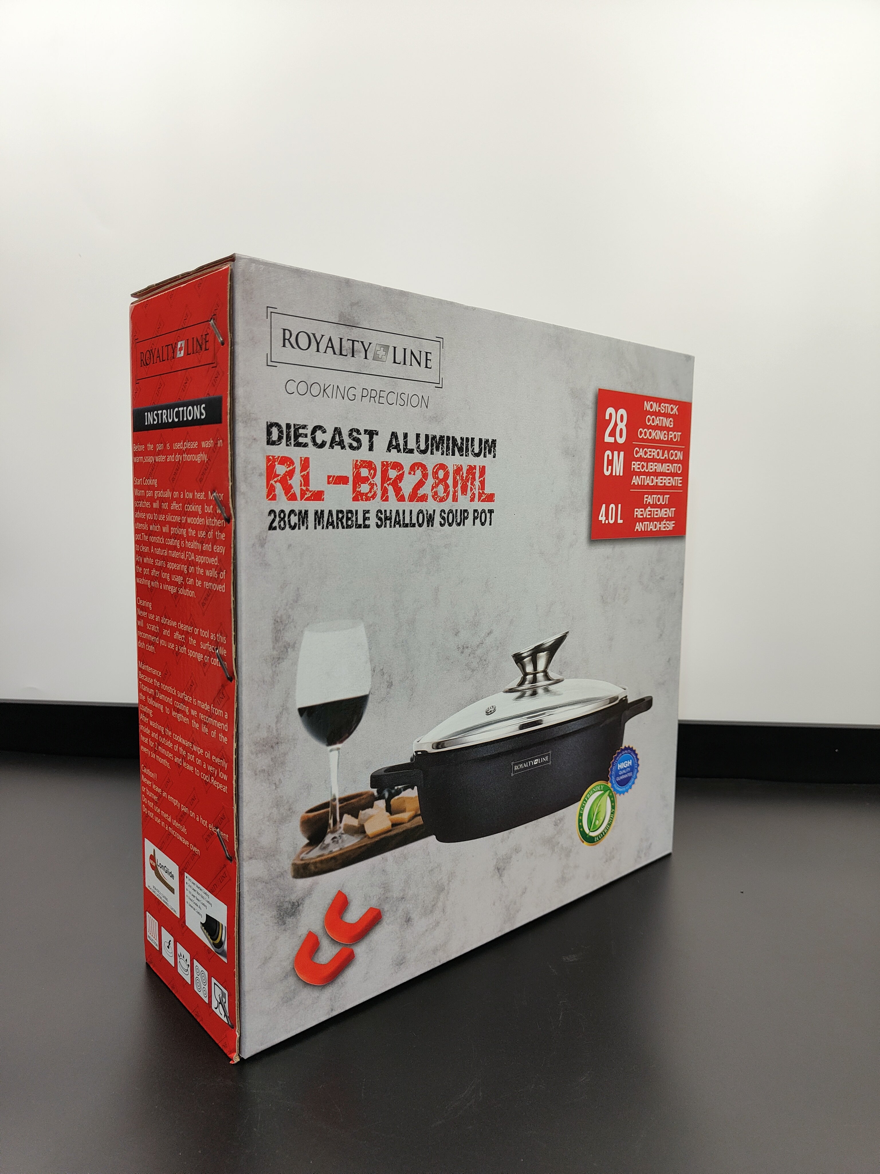 Cratiță marmorată joasă cu capac 28 cm RL-BR28ML Royalty Line