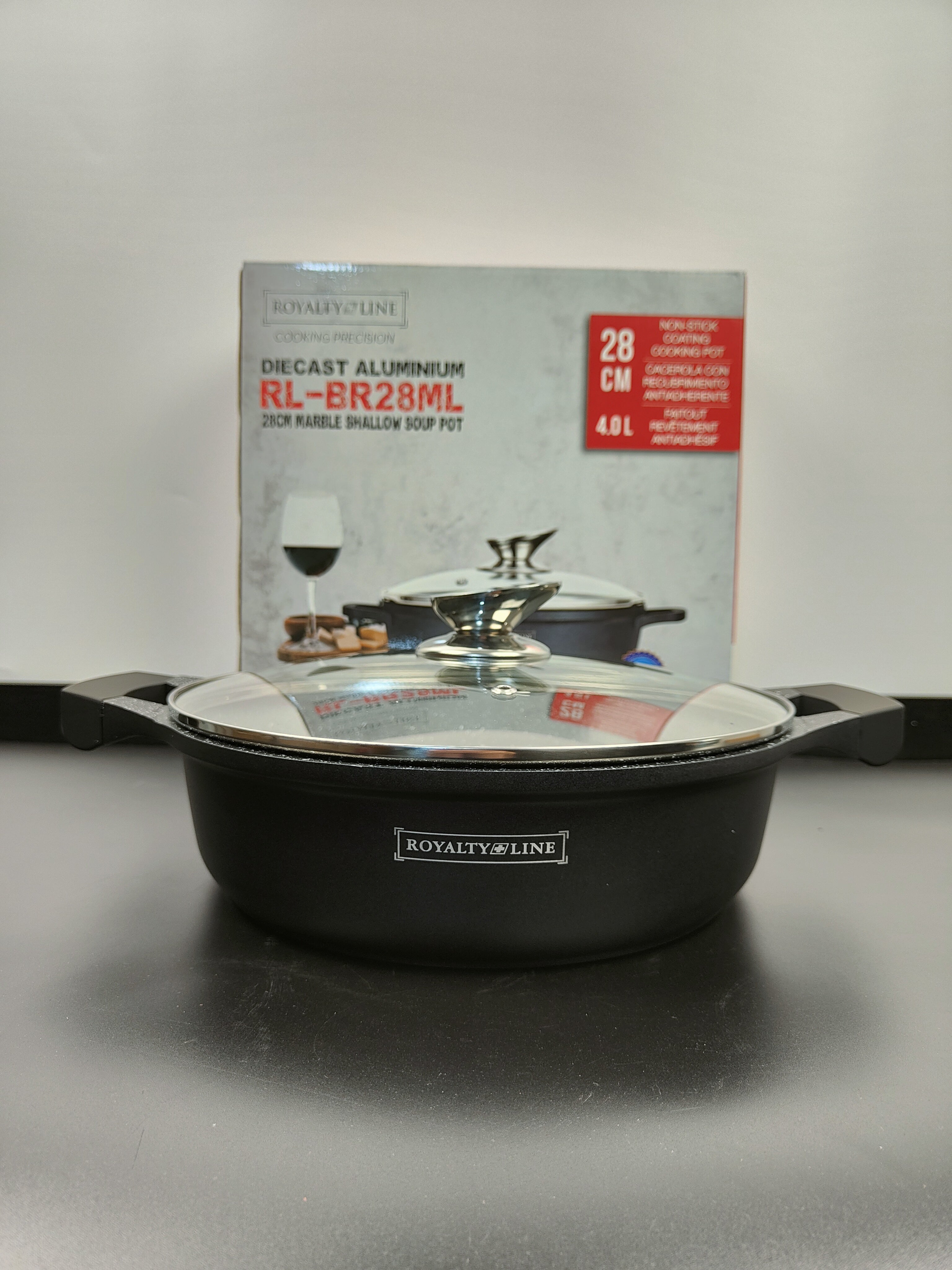 Cratiță marmorată joasă cu capac 28 cm RL-BR28ML Royalty Line