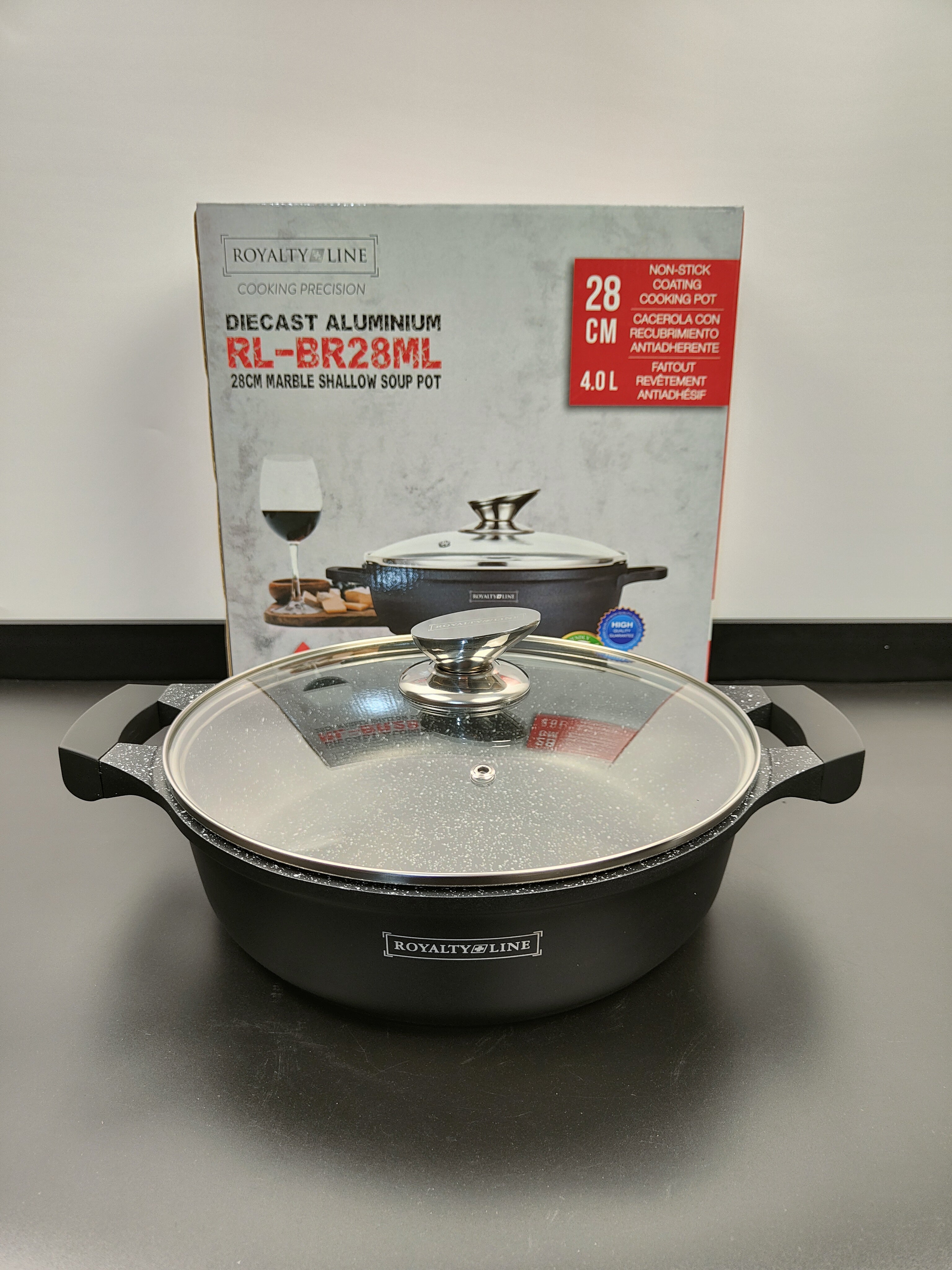 Cratiță marmorată joasă cu capac 28 cm RL-BR28ML Royalty Line