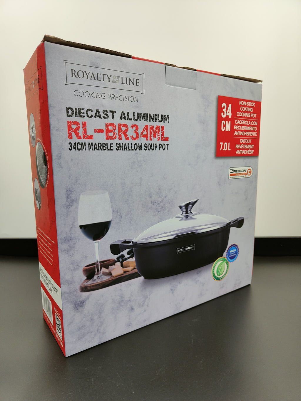 Cratiță marmorată joasă cu capac 34 cm RL-BR34ML Royalty Line