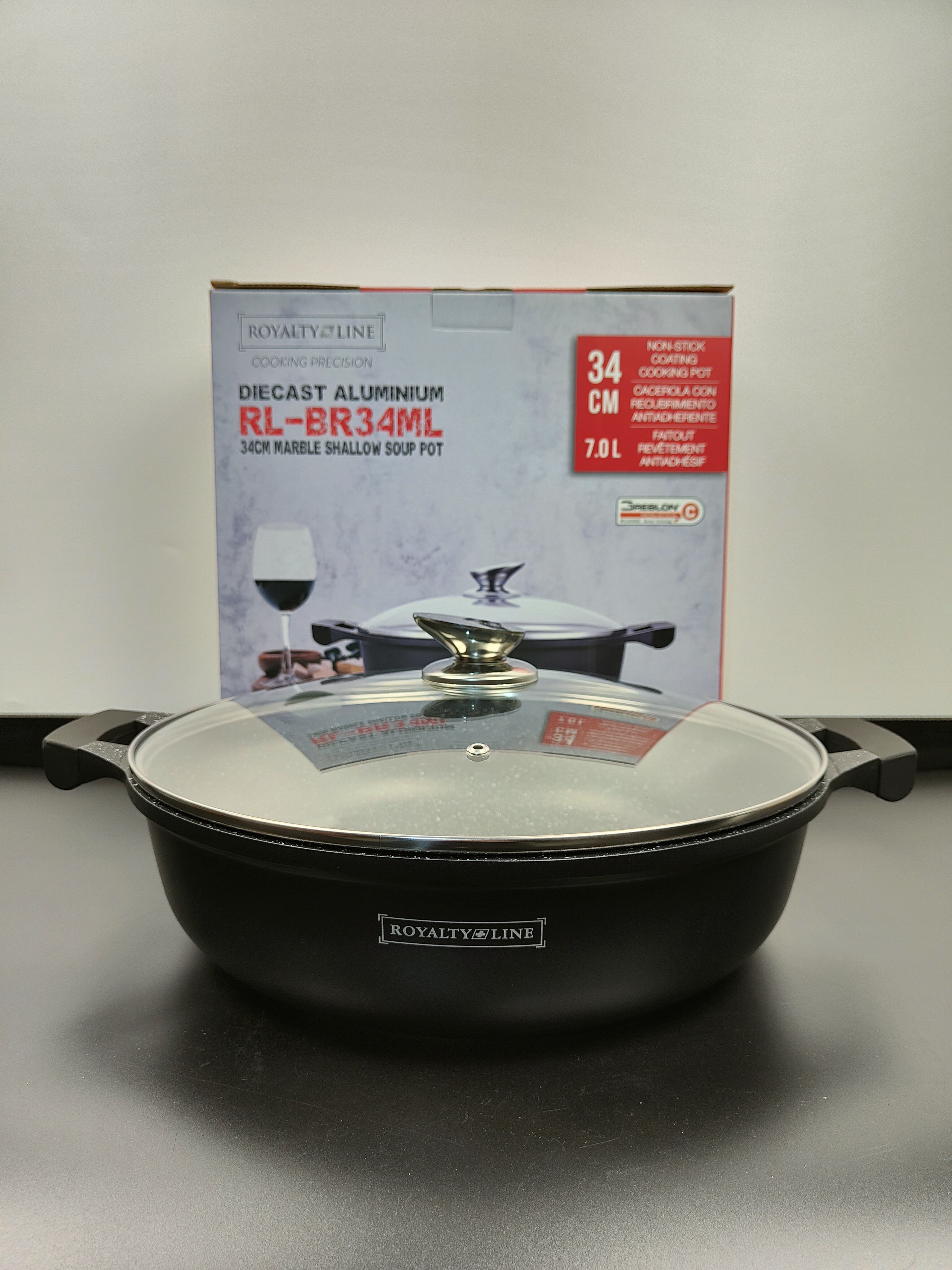 Cratiță marmorată joasă cu capac 34 cm RL-BR34ML Royalty Line