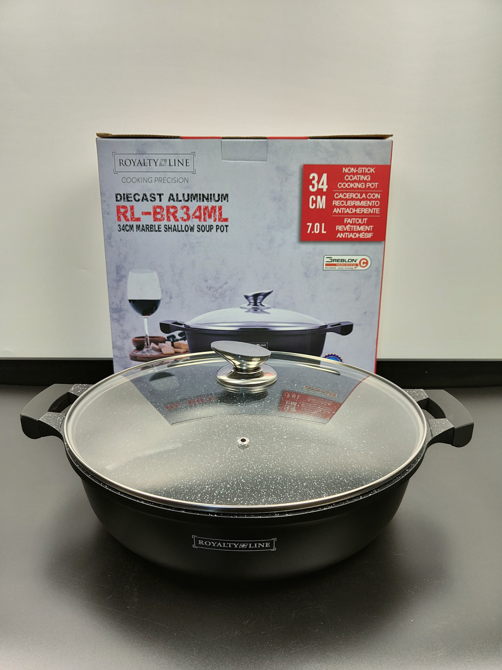 Cratiță marmorată joasă cu capac 34 cm RL-BR34ML Royalty Line