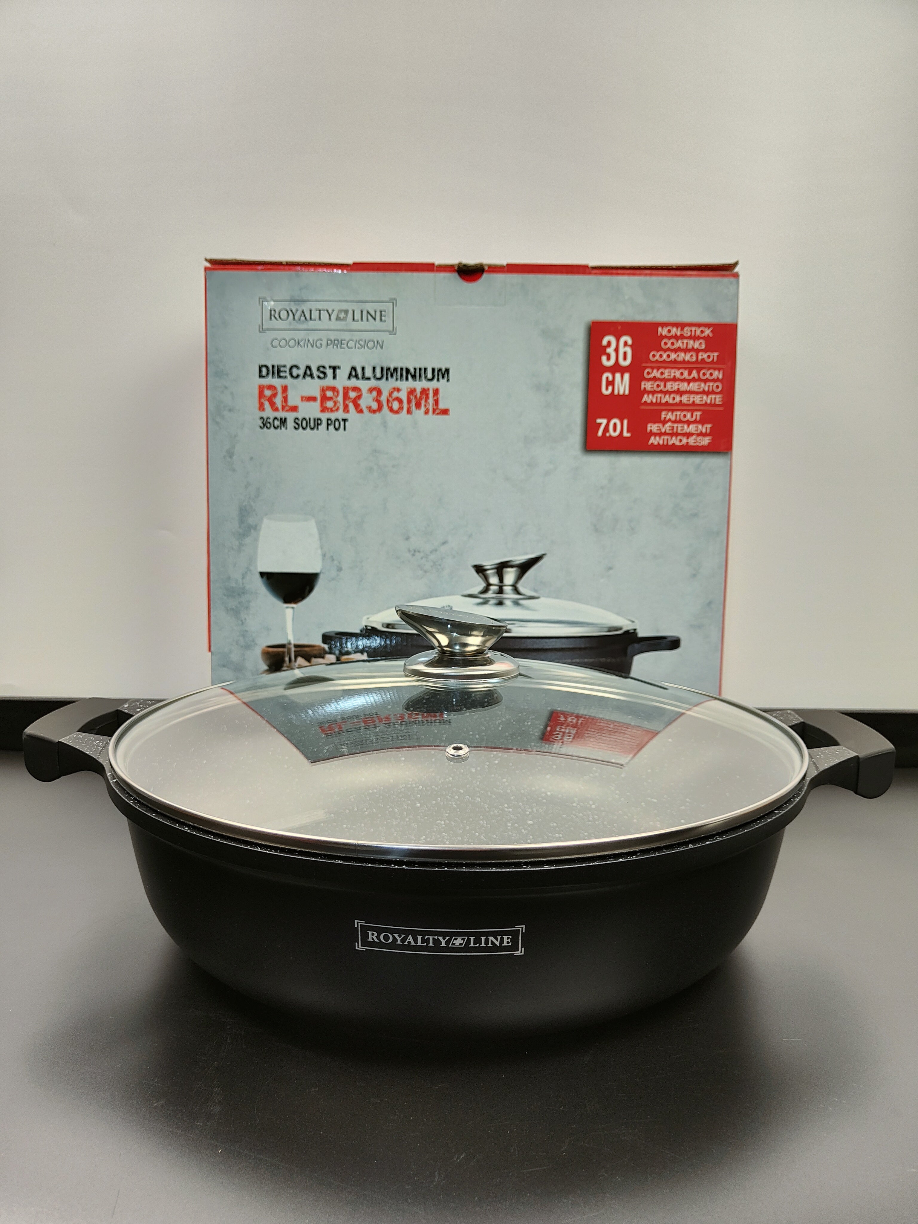 Cratiță marmorată joasă cu capac 36 cm RL-BR36ML Royalty Line