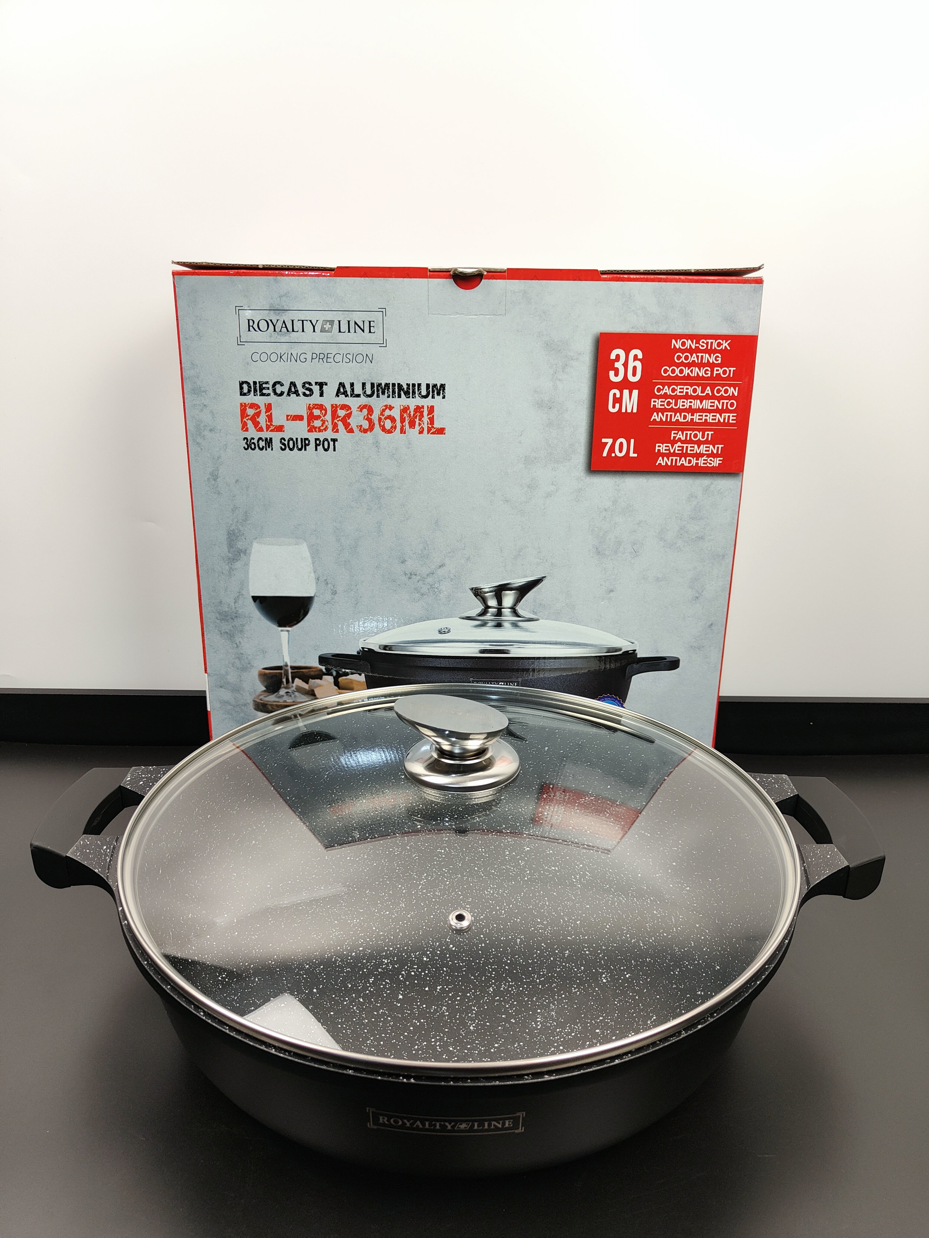 Cratiță marmorată joasă cu capac 36 cm RL-BR36ML Royalty Line